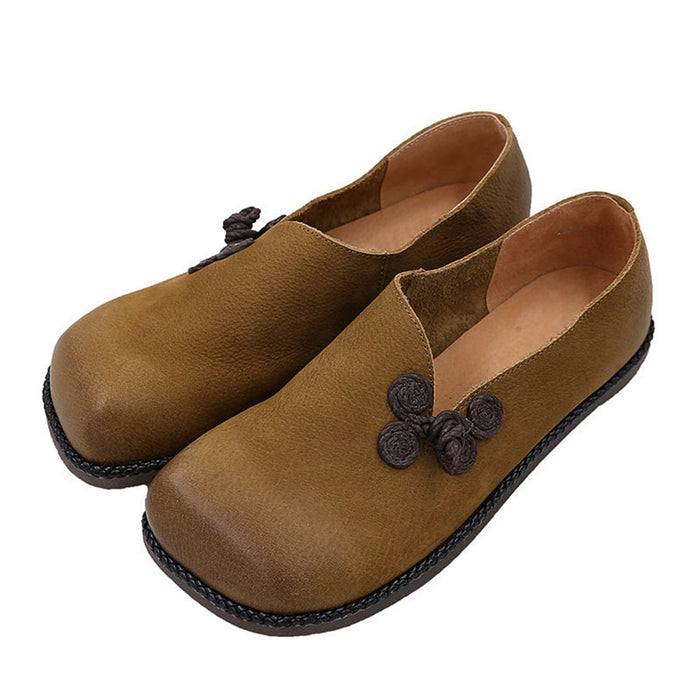 Retro Leather Soft Bottom Women's Flat Shoes | Gift Shoes