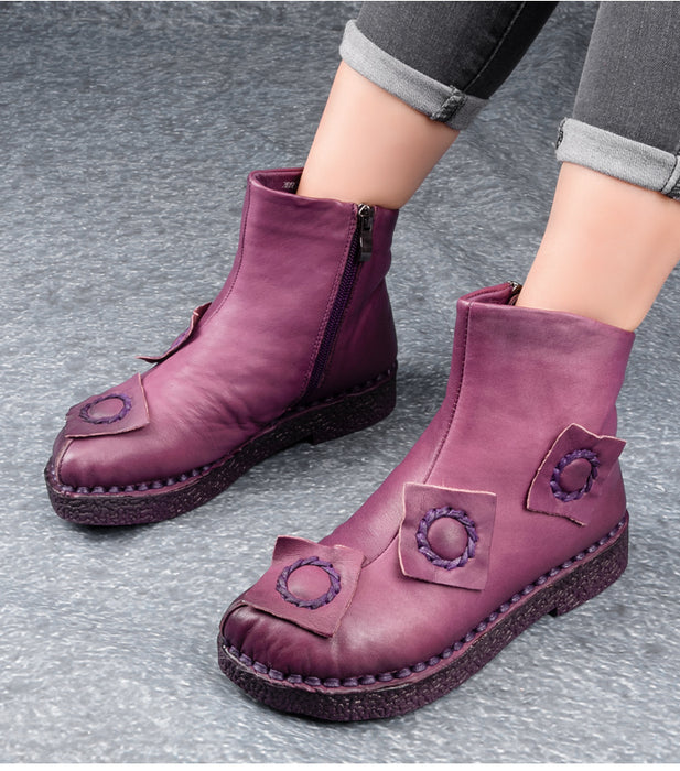 Retro Velvet Patch Boots | Gift Shoes