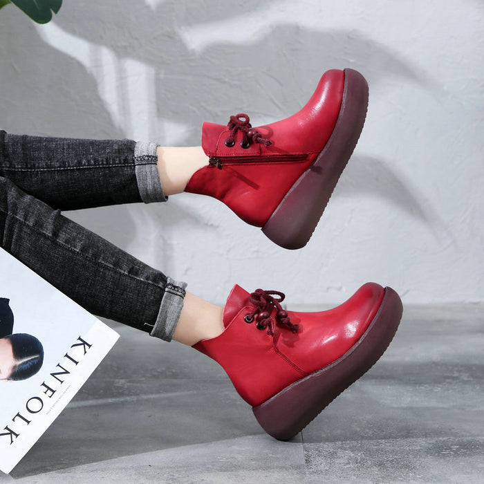 Retro Velvet Wedge Middle Heel Boots | Gift Shoes