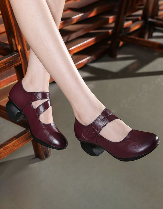 Round Toe Front Velcro Chunky Heels Sep Shoes Collection 2022 72.00