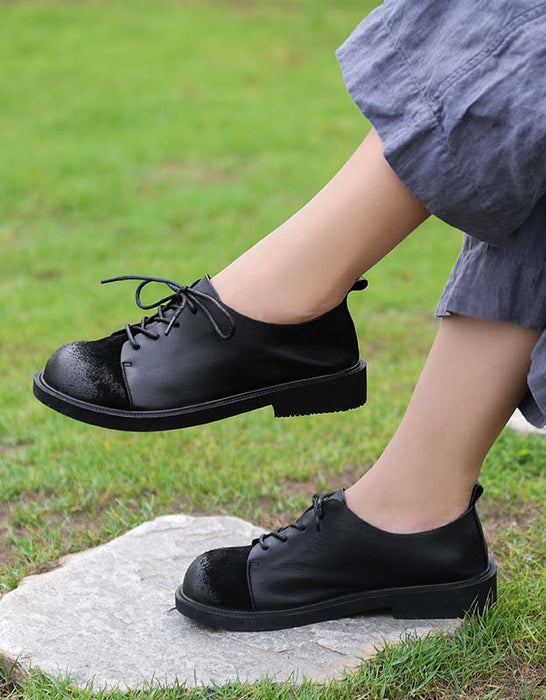 Round Toe Suede Spliced Lace-up Flat Shoes Feb Shoes Collection 2023 79.80