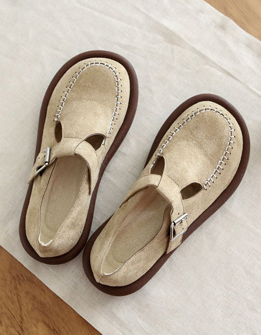 Rounded Head T-strap Suede Comfortable Loafers March Shoes Collection 2023 75.00