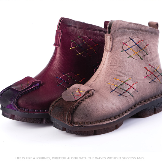 Retro Leather Velvet Ethnic Shoes | Gift Shoes