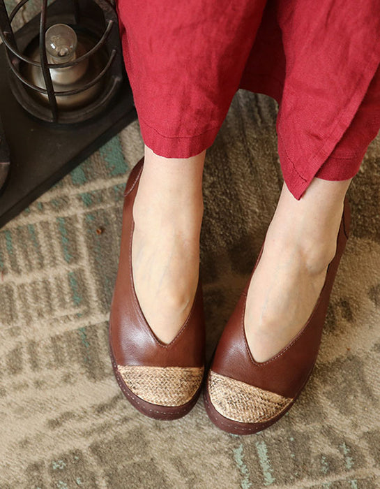 Sheepskin Retro Leather Closed Toe Flat Shoes