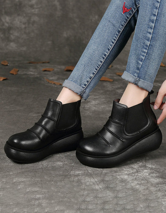 winter wedge dress shoes Dpityserensio Women's Shoes Solid Color Wedges Shoes Casual Mid Height Block Heel Shoes Fall Winter Black 5.5(36)