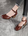 Simple Leather Buckle Middle Heel Chunky Pumps May Shoes Collection 75.00
