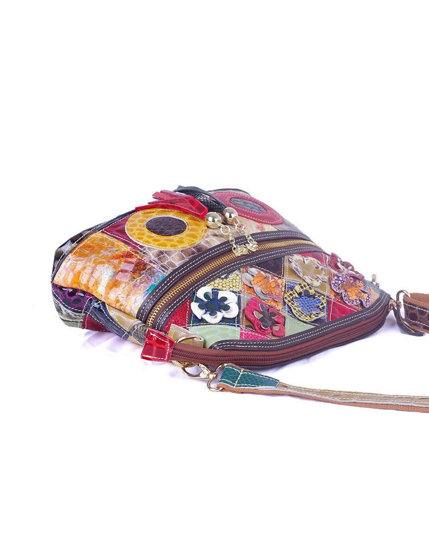 Snake Pattern Leather Splicing Cross-body Shoulder Bag — Obiono