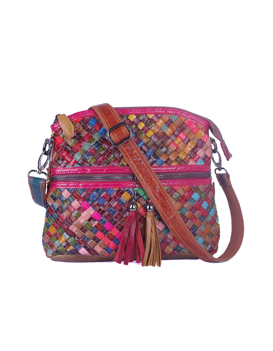 Snake Pattern Leather Splicing Cross-body Shoulder Bag — Obiono