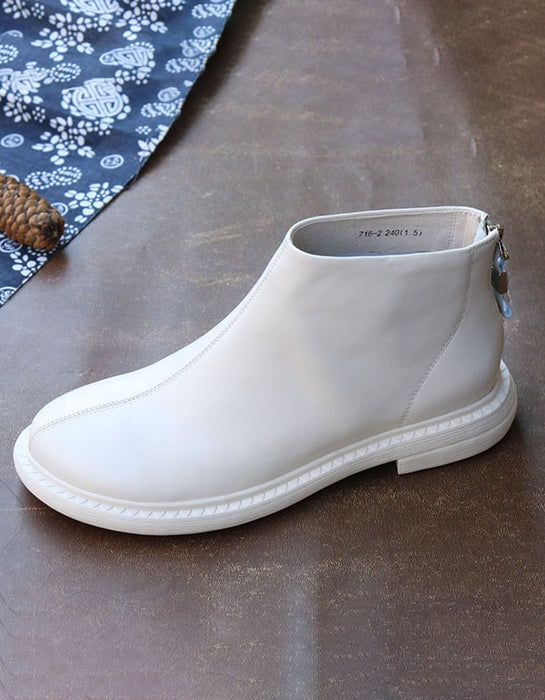 Back Zipper Soft Leather Chelsea Ankle Boots