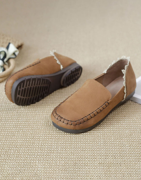Soft Leather Non-slip Lace Edge Comfy Flats Aug Shoes Collection 2022 65.00