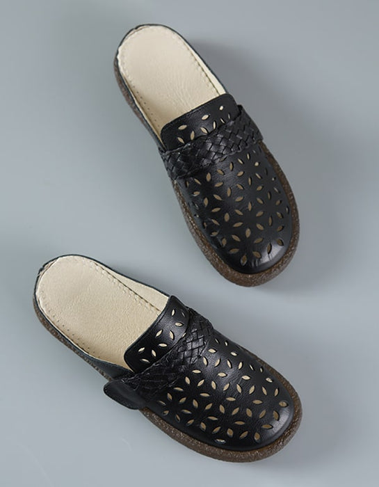 Handmade Leather Soft Sole Retro Slippers — Obiono