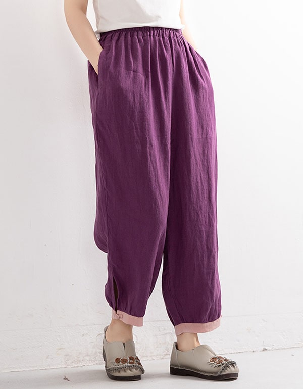 Solid Color Loose Summer Linen Pants — Obiono