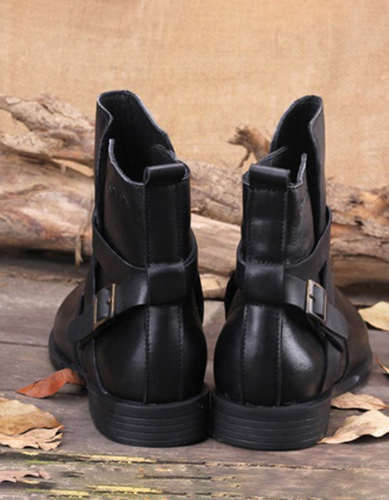 Spring Autumn Handmade Ankle Boots Black