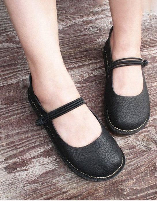 Spring Soft Leather Women's Retro Flat Shoes