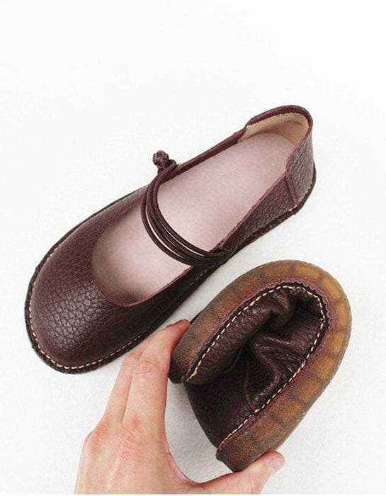 Spring Soft Leather Women's Retro Flat Shoes