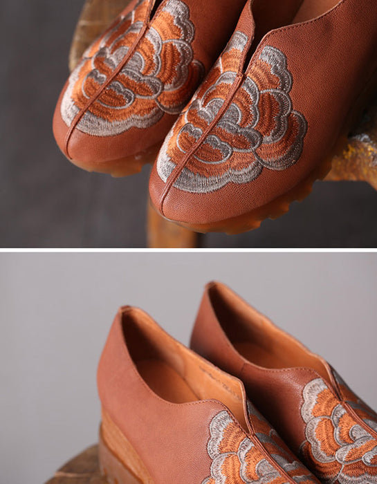 Spring Ethnic Embroidered Retro Wedge Heel Shoes