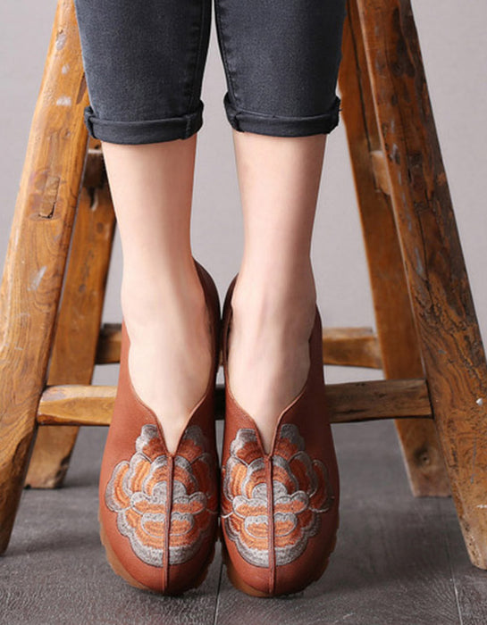 Spring Ethnic Embroidered Retro Wedge Heel Shoes
