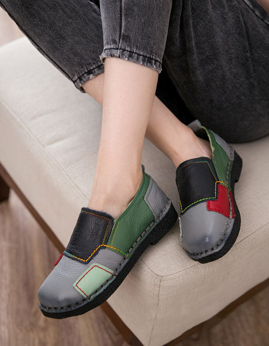 Spring Retro Leather Patch Handmade Shoes 35-41 April Trend 2020 56.00