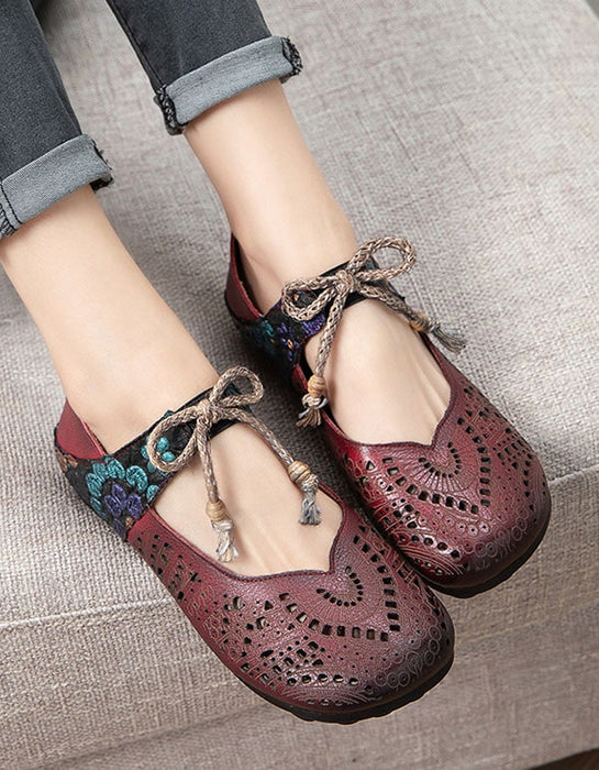 Spring Handmade Lace Up Retro Flat Shoes