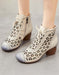 Spring Handmade Retro Hollow Ankle Chunky Boots March Shoes Collection 2022 78.60