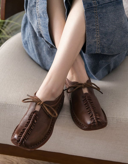 Spring Handmade Retro Leather Flat Shoes