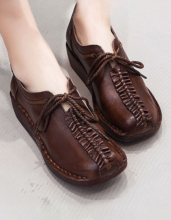 Spring Handmade Retro Leather Flat Shoes