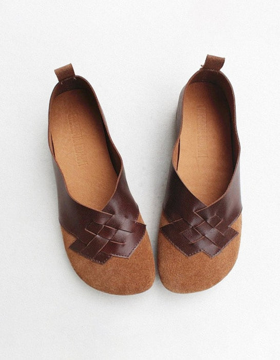 Spring Handmade Soft Leather Retro Flat Shoes