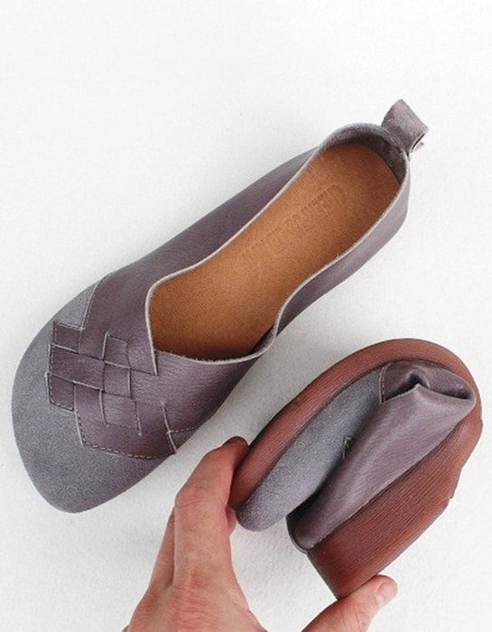 Spring Handmade Soft Leather Retro Flat Shoes