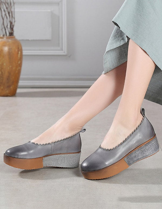 Spring Handmade Thick-heel Platform Ethnic Shoes