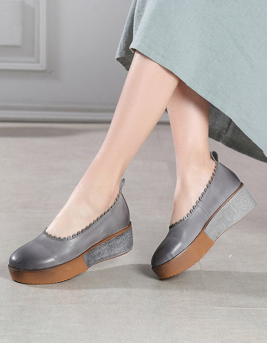 Spring Handmade Thick-heel Platform Ethnic Shoes