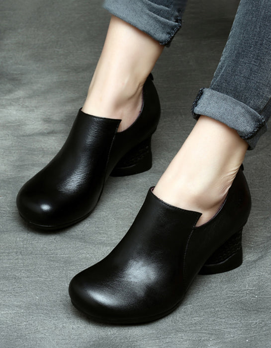 Spring Leather Chunky Heel Handmade Women's Shoes May Shoes Collection 89.60