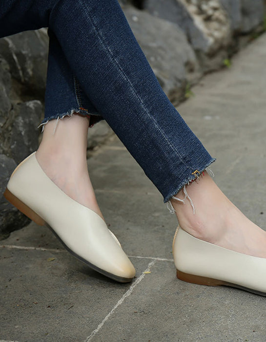 Spring Leather Flats 2020 Pointed Head