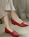 Spring Pointed Low-Heeled Flat Work Shoes Red May Shoes Collection 66.00