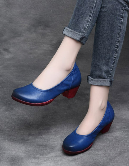 Spring Retro Leather Color Matching Chunky Shoes Aug New Trends 2020 88.72