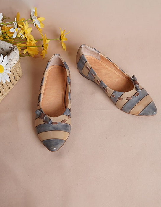 Spring Stripe Slip-on Pointed Flat Shoes