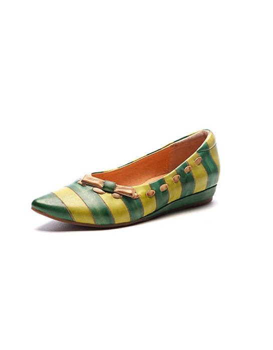 Spring Stripe Slip-on Pointed Flat Shoes