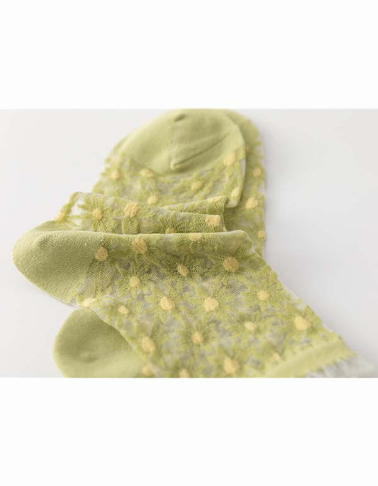 2 Pairs Spring Transparent Floral Socks Accessories 24.50