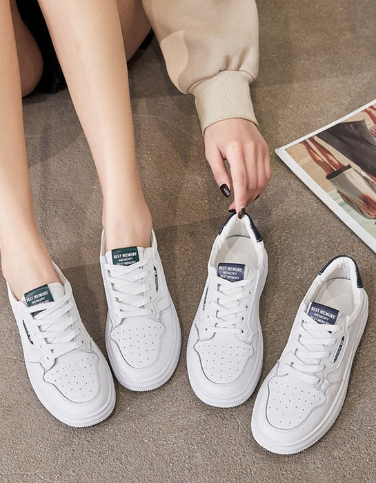 Women's Casual White Leather Sneakers