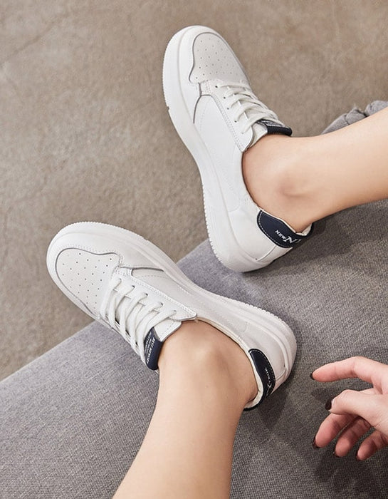 Women's Casual White Leather Sneakers