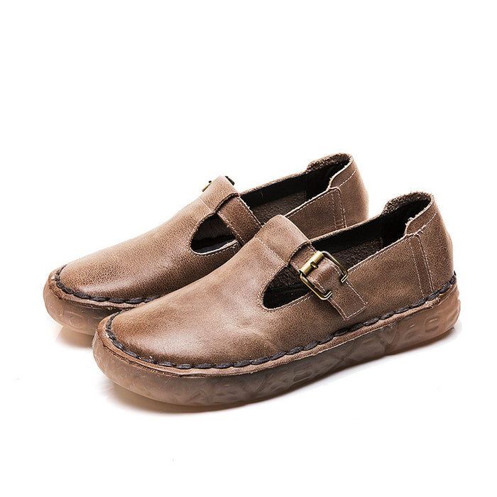 Spring Autumn Leather Comfortable Handmade Soft Flat Shoes