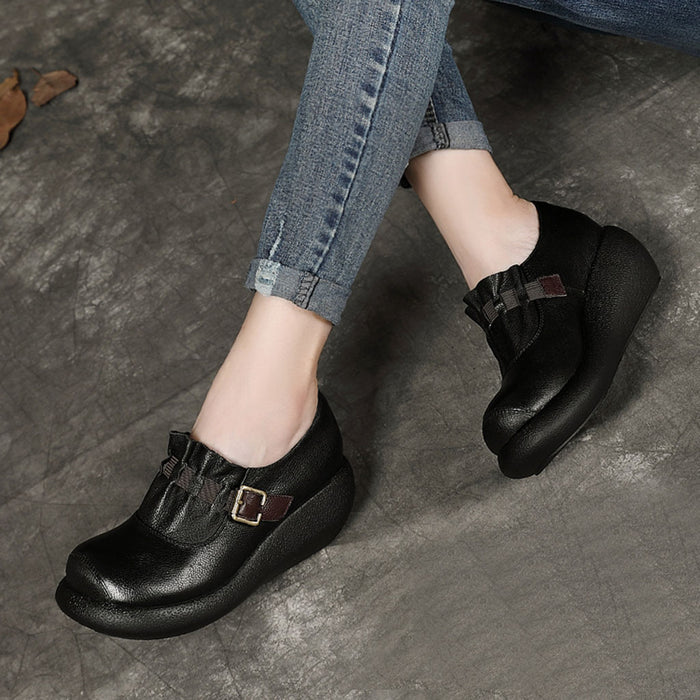 Chaussures rétro compensées à boucle à ressort