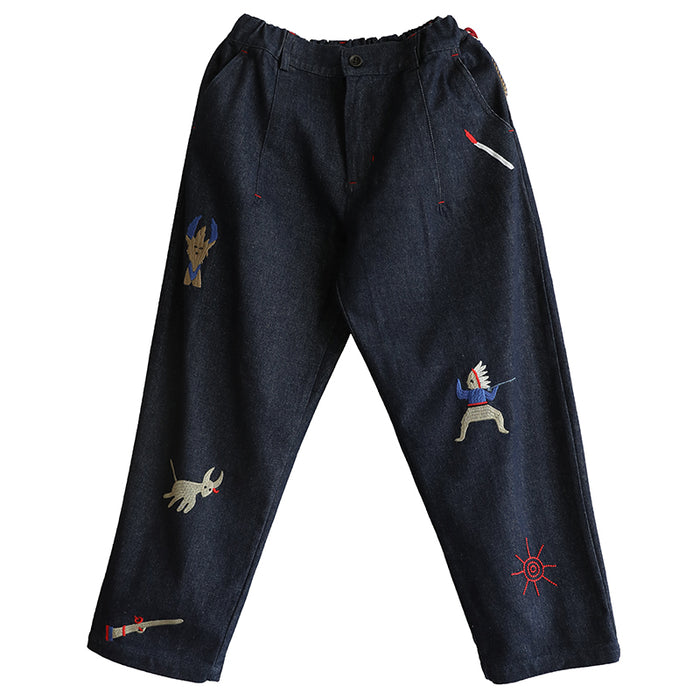Spring Embroidery Loose Denim Pants Bottoms 68.60