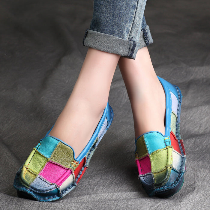 Spring Handmade Retro Stitching Soft Bottom Shoes 35-43