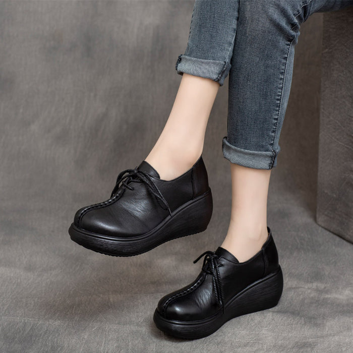 Spring Lace-Up Platform Waterproof Women's Shoes
