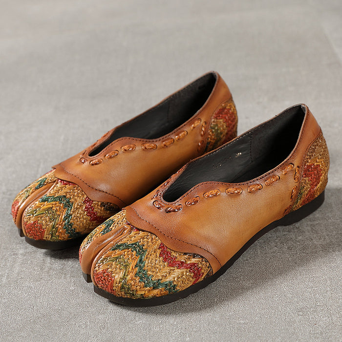 Spring Leather Handmade Clip Toe Women's Flats