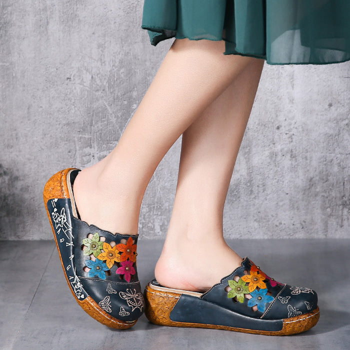 Springtime Slippers Spring Leather Thick Color Matching Women's Slippers Sandals | Gift ...