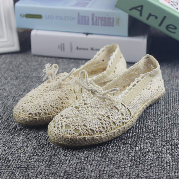 Spring Summer Lace Linen Leisure Women's Casual Shoes