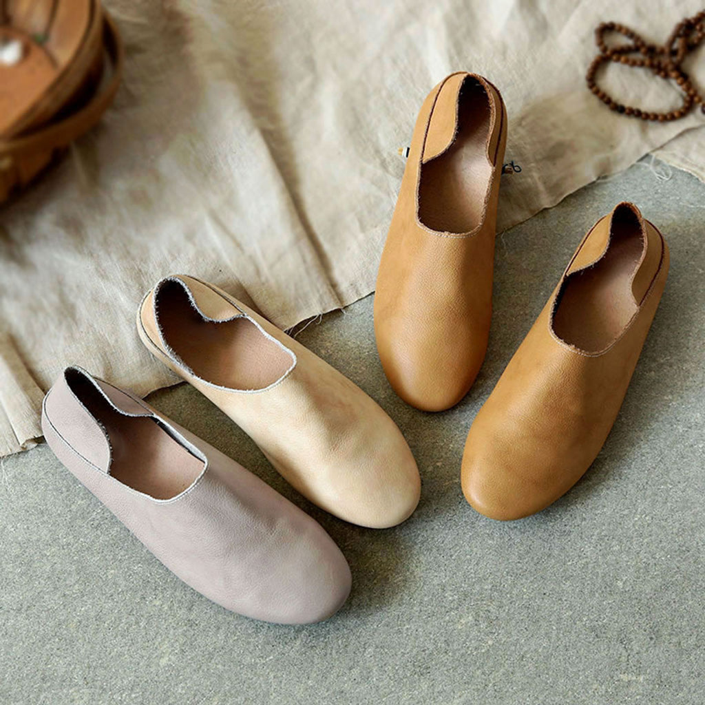 summer dress shoes womens Spring Summer Soft Bottom Leather Flat Women's Shoes