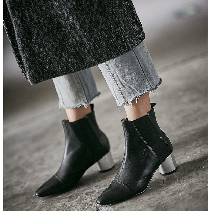 Spring Thick Heel Pointed Chelsea Boots 35-41