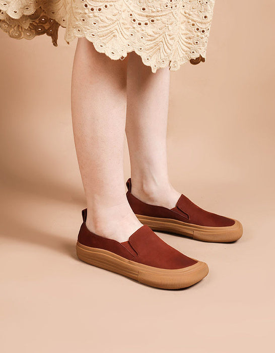 Squre Toe Comfortable Leather Flat Shoes March Shoes Collection 2023 92.00